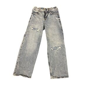 Abercrombie Kids High Rise Wide Leg Distressed Light Wash Jeans Size 9/10